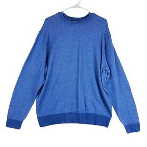 Roundtree & Yorke Mens Sweater Blue Crew Neck Cashmere Blend Long Sleeve XL
